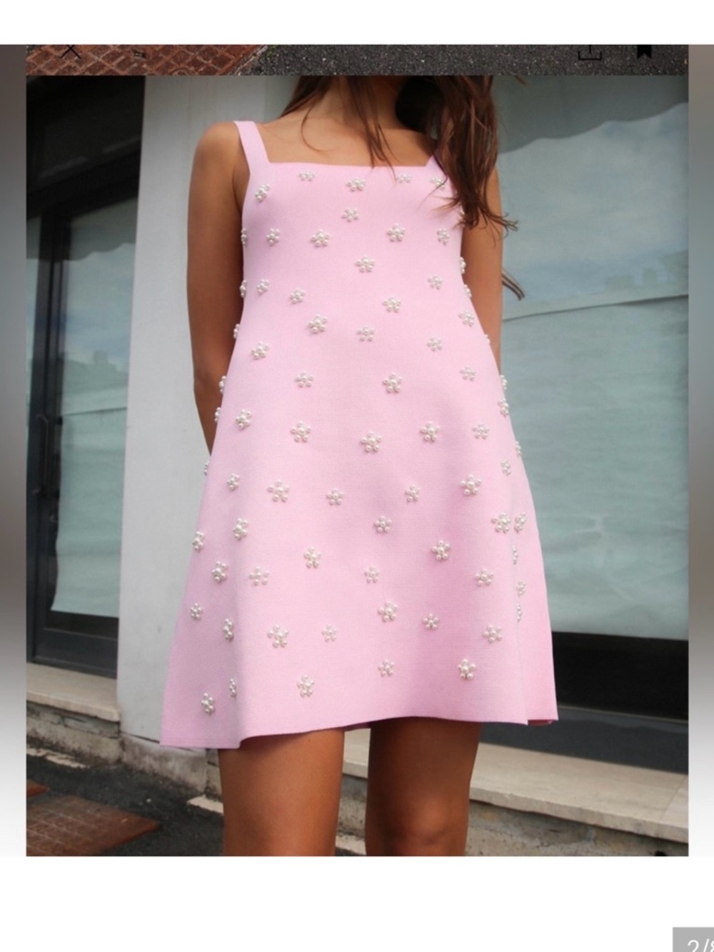 Zara Knit Pink Embellished Pearl Mini Dress